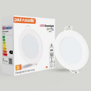 6W, LED Round Ceiling Downlights, 550 Lumens, 4000K Cool White, Non-Dimmable Panel Spotlights