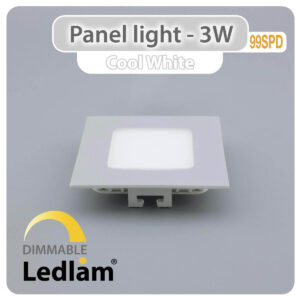 LED Panel Light 3W Square 99SPD - silver - dimmable