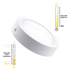 Round 18W LED Surface Panel with a Selectable Colour Temp. (Dimmable)
