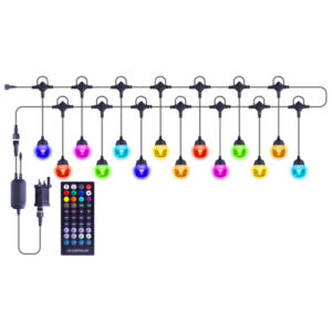St. Helens Home and Garden Decorative Colour Changing IP54 RGB + W APP and IR Remote Controlled 14 Lamp Festoon Light 13m
